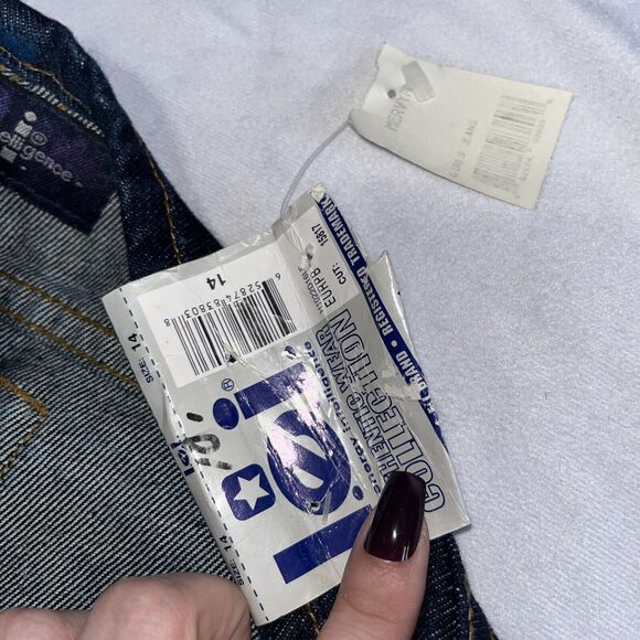 Deadstock Y2K LEI Low Waist Junior Sz 14 Multi Color Spray Painted Jeans Flare - Picture 11 of 16